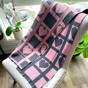 Moschino Pink and Grey Love Hearts Scarf/Wrap